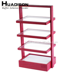Huadison phục vụ Thiết bị tự chọn New Acrylic risers gỗ món tráng miệng đứng Set tự chọn thực phẩm hiển thị giá - Product Image 5