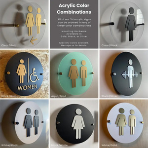 2025 nouveaux numéros de <span class=keywords><strong>maison</strong></span> personnalisés intérieur acrylique toilettes Braille toilette porte plaques signe salle de bain signe - Product Image 4