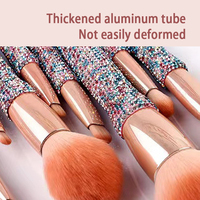 Ensemble de 8 pinceaux de maquillage professionnels, incrustés de diamants, poils synthétiques, outils pour le visage, seau, bâton, perceuse, débutant, poudre libre, fard à paupières