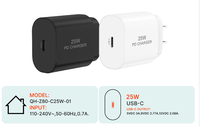 Adaptateur mural USB-C PD 3.0 à charge ultra rapide TT&C 25W, prise US, lot de 2 pour iPad, câble blanc non inclus, entrée 120V