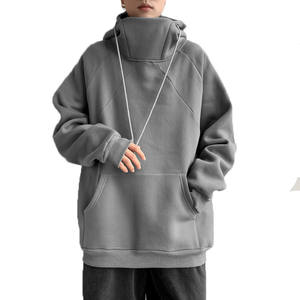 <span class=keywords><strong>Sudadera</strong></span> con capucha <span class=keywords><strong>de</strong></span> <span class=keywords><strong>cuello</strong></span> alto para hombre, estilo urbano, <span class=keywords><strong>de</strong></span> alta calidad, con logo personalizado, lisa, para invierno, venta al por mayor - Product Image 4