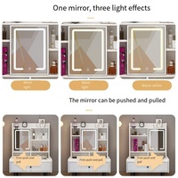 Coiffeuse de maquillage blanche moderne avec miroir léger Coiffeuse de chambre mobile