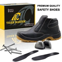 Chaussures de sécurité en cuir avec fermeture éclair, sans lacets, à semelle en PU antidérapante et résistante à l'huile, avec embout en acier et protection anti-perforation, pour le travail agricole (OEM)
