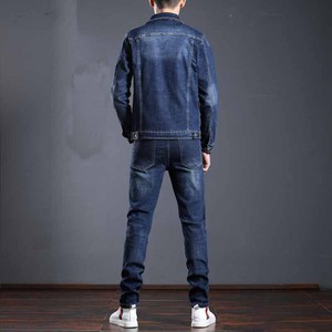 En Gros <span class=keywords><strong>Ensemble</strong></span> de Vêtements Cargo Deux Pièces pour Hommes Style Urbain Costume en <span class=keywords><strong>Jean</strong></span> <span class=keywords><strong>Veste</strong></span> et Pantalon Ensembles en Denim pour Hommes - Product Image 3