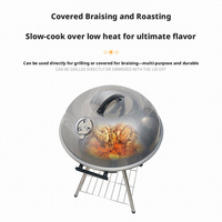 Barbecue portable d'extérieur au charbon de bois Apple de 18 pouces, à quatre pieds, facile à assembler pour la cuisine en camping ou dans le jardin