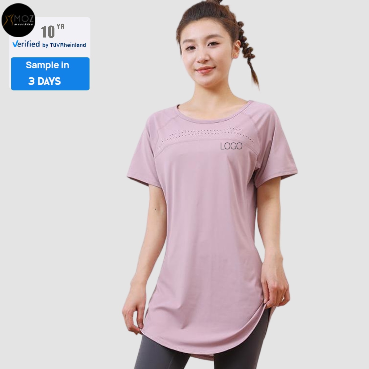 Women's Oversize Longline Yoga Top Sculpting Fit Breathable Lightweight Quick-Dry T-Shirt Gym Lounge Custom Plus Size Workout