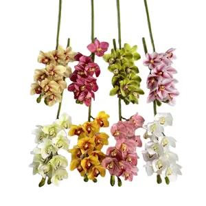 JH Fábrica Venda quente de plantas de Orquídea de Cimbídio Artificial flores de Cimbídio Artificial 10 Cimbídio