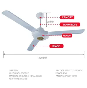 Industrie Decken ventilator Luftkühl ventilator 56 "/60 Zoll Sechs kant RAMCO/SHAMI Lüfter