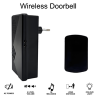 Sonnette de porte numérique sans fil 130M AC 110-240V à installation facile, longue durée de vie, pour maison, villa, appartement, avec 38 mélodies et prise de batterie