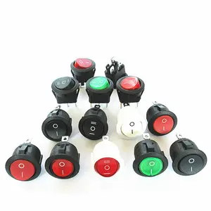 KCD1 2Pin 3Pin 4Pin 20mm on-Off on-Off-On SPST Round Rocker Switch 10A/250V Push Button Switch Self-locking/Latching