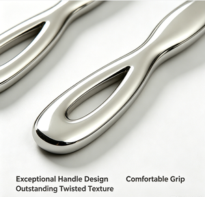 Ensemble de <span class=keywords><strong>couverts</strong></span> 4 pièces en acier inoxydable 304, finition miroir, avec manche ergonomique ondulé, pour hôtels et restaurants (vente en gros) - Product Image 4