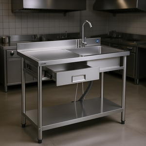Lavello Commerciale in Acciaio Inossidabile 39.4 x 19.7 Pollici a Vasca Singola con Rubinetto e Gambe Regolabili - Product Image 2
