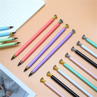 Crayon infini en métal sans encre, de luxe, avec dessus en diamant et zircon, pour l'école, le bureau, les fournitures de papeterie, cadeau