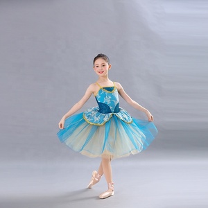 Jupe longue en gaze bleue pour femme, tutu, costume de <span class=keywords><strong>danse</strong></span> <span class=keywords><strong>moderne</strong></span>, robe de scène de ballet, costume de <span class=keywords><strong>danse</strong></span> jazz, tap dance, performance de <span class=keywords><strong>danse</strong></span> - Product Image 3