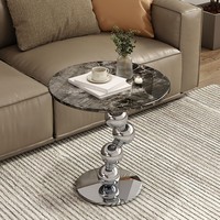 Design italien léger et luxueux Table d'appoint pour canapé de salon Style moderne Mobilier haut de gamme pour la maison Table d'angle en marbre et métal