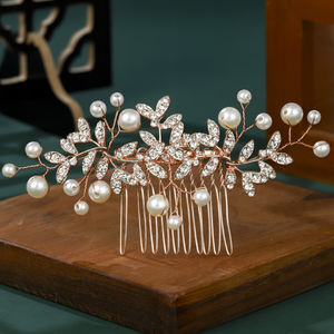 หวีผมไข่มุกทำด้วยมือสไตล์โบฮีเมียนย้อนยุคแฟชั่นเครื่องประดับผมสำหรับเจ้าสาวในงานแต่งงานหวีประดับพลอยเทียมแวววาว - Product Image 5