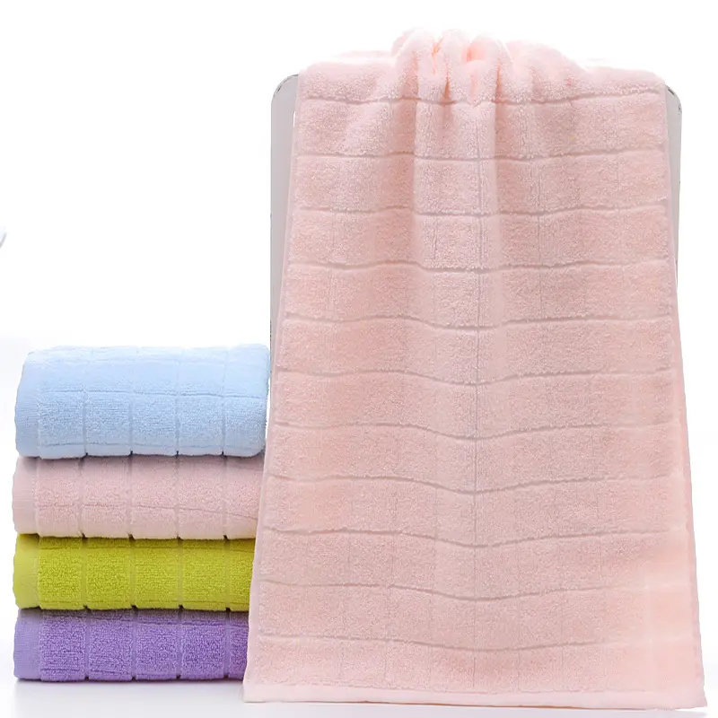 Hot sale quick dry towel face hand hair pure cotton towel 34*74cm multi color Plaid towel set