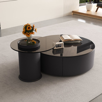 Set meja kopi mewah, meja kopi Modern, Set meja samping kopi hitam, furnitur rumah kaca kayu untuk ruang tamu