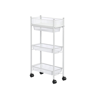 OEM/ODM रोलिंग स्टोरेज रैक नैरो स्पेस 4 टियर मेटल स्टोरेज कार्ट मजबूत यूटिलिटी ट्रॉली - Product Image 6