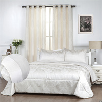 NOUVEAU Ensemble de couette moderne classique toutes saisons pour usage domestique, taille complète QUEEN, rideaux et drap-housse, design jacquard froissé