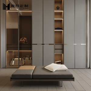 Cabina Armadio Modulare Personalizzata HAIYUE con Porta in Vetro, Guardaroba in Legno con Illuminazione LED per Case di Lusso - Product Image 2