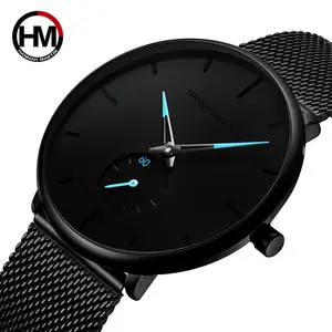 Hannah Martin Watch Top Ranking Quartz Watches Men Two Small Dial All Work Luxury Wristwatch Waterproof Hour Clock Reloj 2024