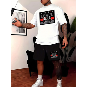 T-Shirt <b>Set</b> Oversized Hip-hop Streetwear Distressed Vintage Washed Cotton Tee Short Sleeve <b>Sets</b> Men's T-Shirts - Product Image 5