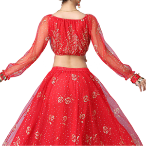 <span class=keywords><strong>Mujer</strong></span> señoras danza del vientre falda India <span class=keywords><strong>Bollywood</strong></span> Halloween <span class=keywords><strong>disfraz</strong></span> gasa falda brillante danza del vientre traje - Product Image 1