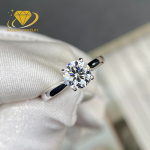 خاتم سوليتير للخطوبة والزفاف الفاخر <span class=keywords><strong>1CT</strong></span> 2CT 3CT 14K من الذهب الأبيض الدائري المويسانيتي خاتم ألماس للنساء - Product Image 1