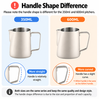 Kingze Coffee Barista Tools Pichet à lait en acier inoxydable 350ml 600ml 900ml avec stylo Latte Art