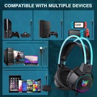 Casque de jeu ONIKUMA X15 Pro, casque filaire 3,5 mm, son surround, casque de jeu avec effet RVB