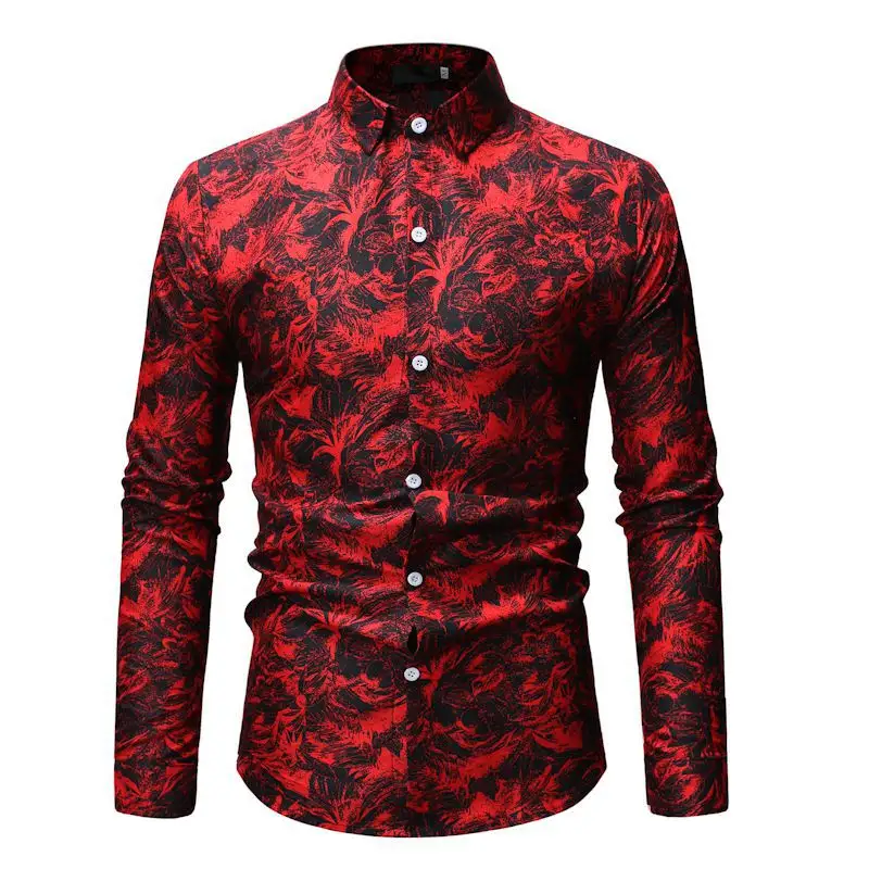Custom Streetwear Party Shirt Digital Print Tie Dye Long Sleeve Men's Shirts