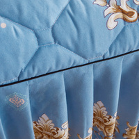 Ensemble de jupe de lit de style européen 4 pièces en polyester brossé épaissi, motif floral baroque, parure de lit de luxe nordique