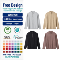 Pull en maille personnalisé pour homme en mélange cachemire et laine, col montant semi-zippé, panneau en suède uni, usine source OEM ODM, marque privée