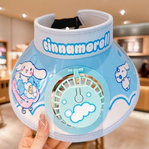 Sombrero de Sol Infantil a Rayas con Ventilador, Diseño de Dibujos Animados para Viajes de Verano, Gorra Informal para Niños o Niñas, Protección Solar - Product Image 1