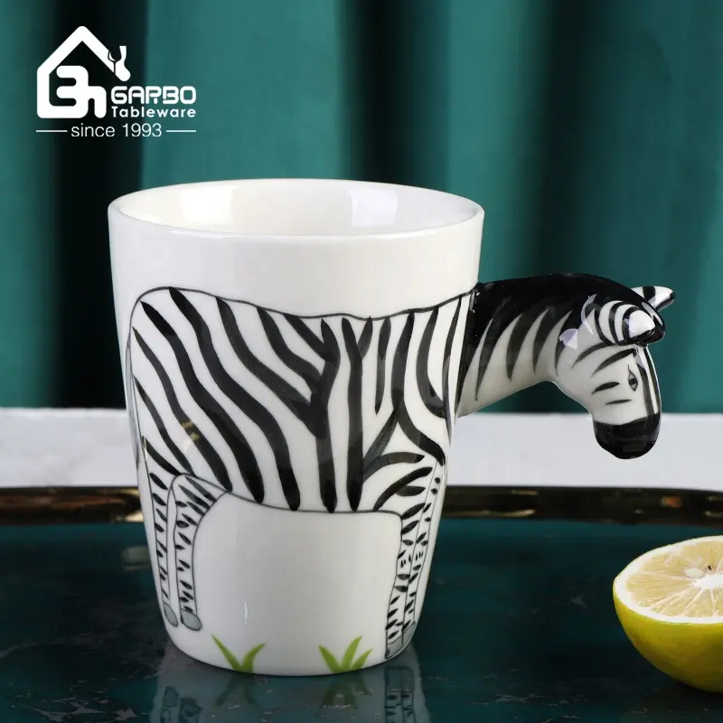 3D gốm Mug với tay sơn ngựa xử lý gốm mới lạ 440ml cho nhà hàng ngày và kỳ nghỉ món quà dễ thương bảng 3D ly cà phê