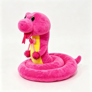 Peluche de serpiente suave y esponjoso personalizado, peluche de serpiente rosa para abrazar, peluche de serpiente sentada en espiral, peluche de serpiente con detalles de pompones. - Product Image 2