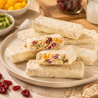 Barre de céréales d'avoine intégrale avec enrobage au yaourt et fruits secs mélangés, petit-déjeuner sain, collation, fournisseur OEM