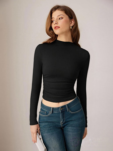 Haut de <span class=keywords><strong>sport</strong></span> pour <span class=keywords><strong>femme</strong></span> à manches longues, col rond, élastique, ajusté, pour le yoga, la course à pied, l'entraînement, la remise en forme, avec poche latérale, respirant, écologique - Product Image 4