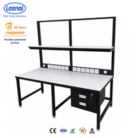 Banc de travail fixe antistatique Leenol Black ESD conforme à la norme IEC 61340, poste de travail statique pour usine d'électronique