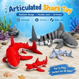 Jouet de requin articulé imprimé en 3D Vashine, flexible et ondulant, ensemble parent-enfant, ornement de bureau anti-stress et cadeau sensoriel - Product Image 1