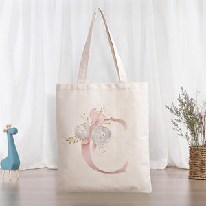 Bolsos de lona de algodón con logotipo impreso personalizado bolso bandolera de compras con letras para mujer - Product Image 4