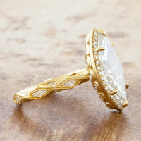 Bague de fiançailles en or massif 10K/14K/18K avec diamant de laboratoire taille marquise 0,5-3 carats, halo et pierres latérales en forme de vigne, certifiée IGI CVD/HPHT VVS