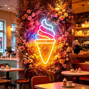 Enseignes lumineuses LED néon en acrylique pour crème glacée, logo personnalisé, conception gratuite, livraison rapide, sans MOQ, pour mariage, anniversaire, maison, pour vendeurs Etsy - Product Image 1