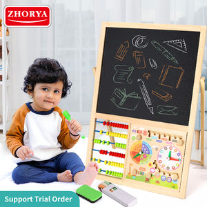 Zhorya-tablero de dibujo de <span class=keywords><strong>doble</strong></span> cara, <span class=keywords><strong>caballete</strong></span> de madera magnético educativo, rompecabezas para niños, tablero de dibujo, Juguetes - Product Image 2