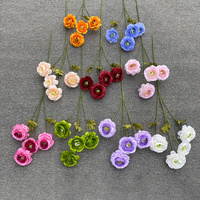 Bunga Ranunculus Sutra 4 Kepala Harga Murah untuk Dekorasi Pesta Pernikahan, Bunga Artificial untuk Centerpiece