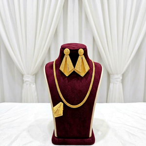 NX Everton Women's 24K Gold Plated Pyramid Necklace and Earring Set Classic Wedding Jewelry Alloy Fashion Jewelry Sets - Product Image 1