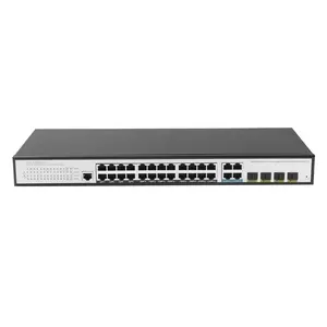 24GE 4SFP 4 Gigabit Uplink L2 Gestionado PoE Integrado 400W Interruptor de fuente de alimentación Conmutador Ethernet 1U Montaje en rack Conmutador de red PoE