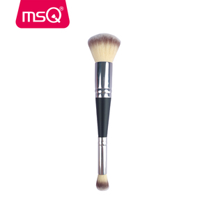 Pinceau de maquillage 2 en 1 pour fond de teint correcteur cheveux synthétiques en aluminium Application de maquillage Marque privée Pinceau unique personnalisé - Product Image 1