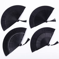 Éventail pliant en bambou noir pour femme peint à la main scène de danse classique ancienne pour décorations de mariage chinois populaire